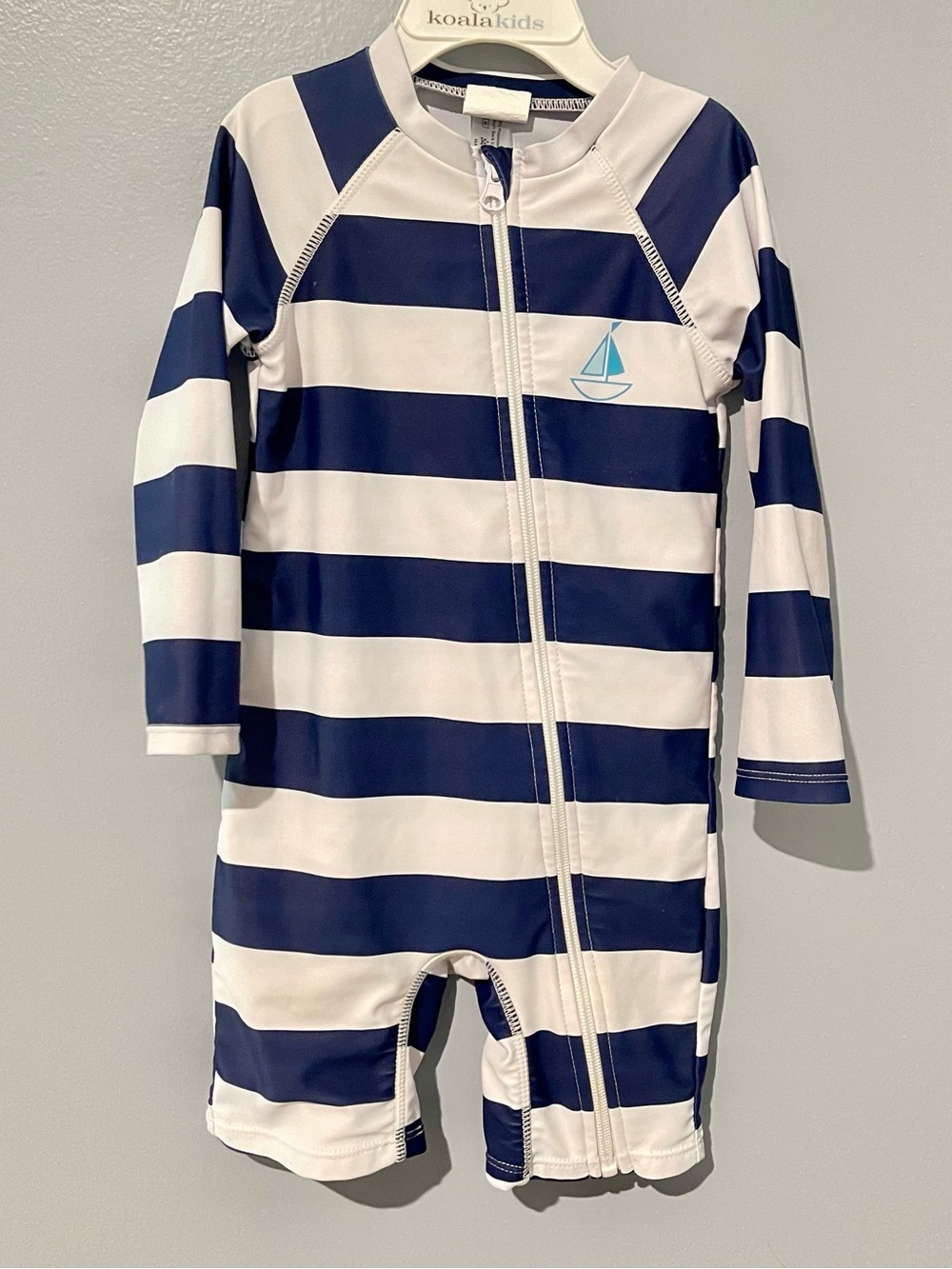 Shein | Toddler Boy | Size 2-3T | Navy + White Striped Baby Rash Guard One-Piece